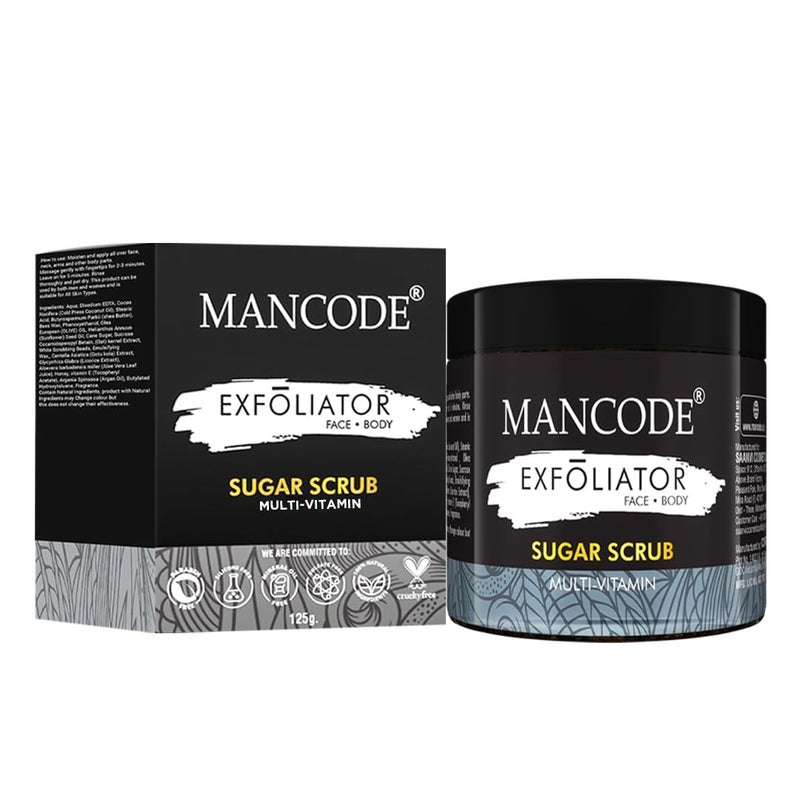 MAN CODE Mancode MultiVitamin Sugar Scrub for Face Body for Tan Removal Exfoliating Detan Scrubs for Glowing Soft Smooth Skin Removes Tan Blackheads and Dirt For Men Women 125gm - Image 2
