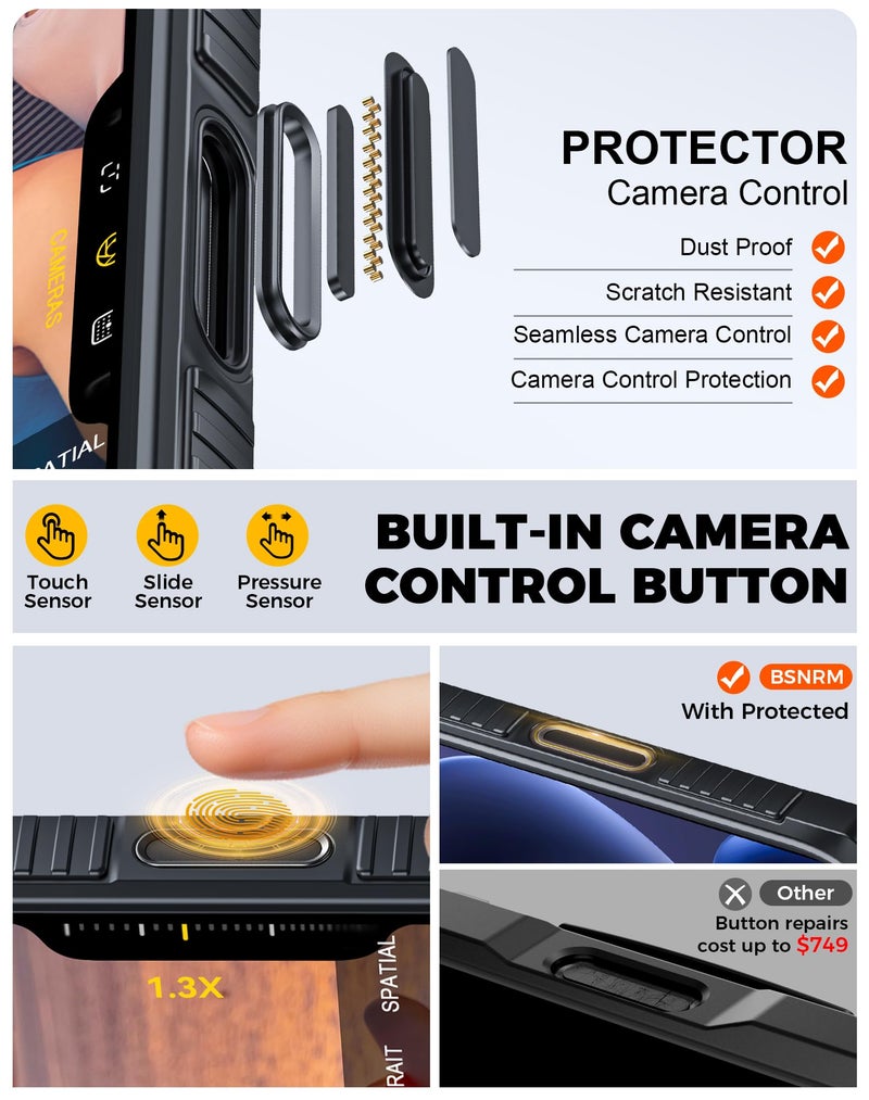 BSNRM for iPhone 17 Pro Max Case Wallet, Built-in RFID Blocking Card Holder (4-5 Cards), Camera Control Button, Slide Camera Cover, Shockproof Rugged Silicone Phone Case for iPhone 17 Pro Max, Black - Image 3