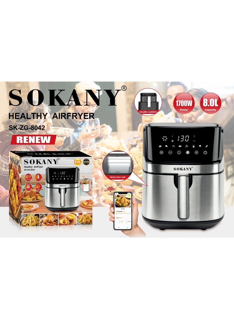 sokany Sokani digital fryer, 8 liters, 1700 watts, Bluetooth, SE-8042 - Image 2