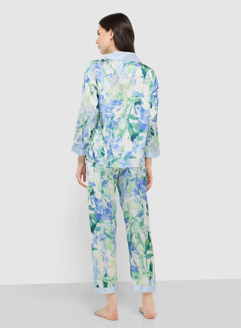 Ginger Floral Button Down Shirt & Pyjama Set - Image 2