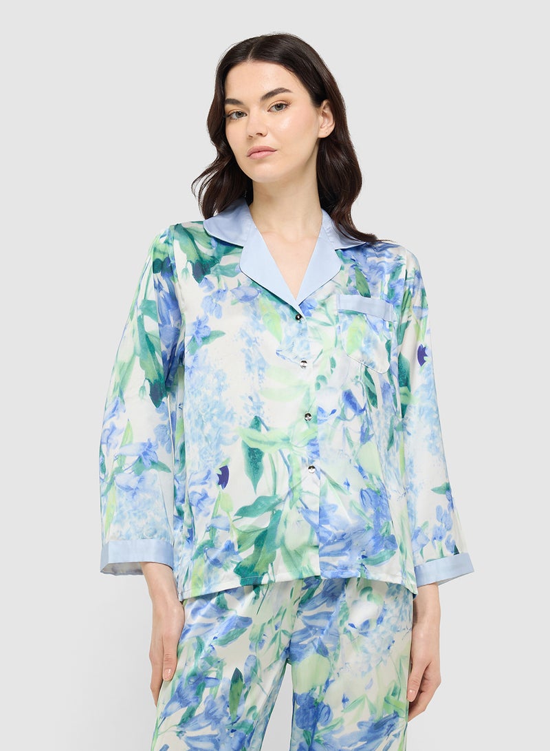 Ginger Floral Button Down Shirt & Pyjama Set - Image 3