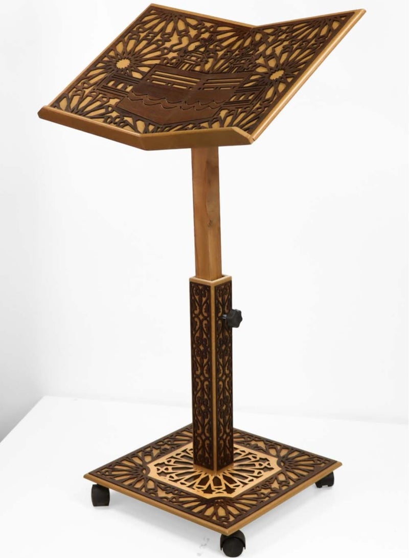 ريبنيو حامل قران خشبي فاخر قابل   لتعديل الارتفاع تصميم أنيق مع إمكانية تعديل الارتفاع والحركة - Image 2