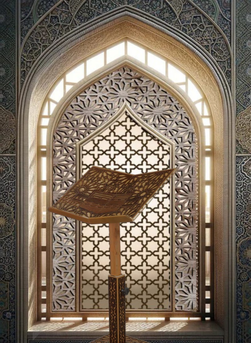 ريبنيو حامل قران خشبي فاخر قابل   لتعديل الارتفاع تصميم أنيق مع إمكانية تعديل الارتفاع والحركة - Image 5