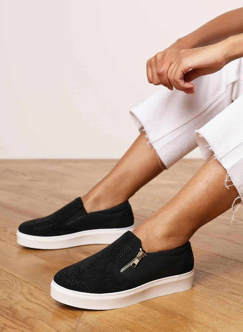 Where's That From 'Galia' Zip detail Trainer with Diamante Toe