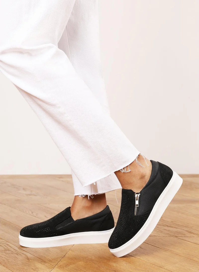 Where's That From 'Galia' Zip detail Trainer with Diamante Toe
