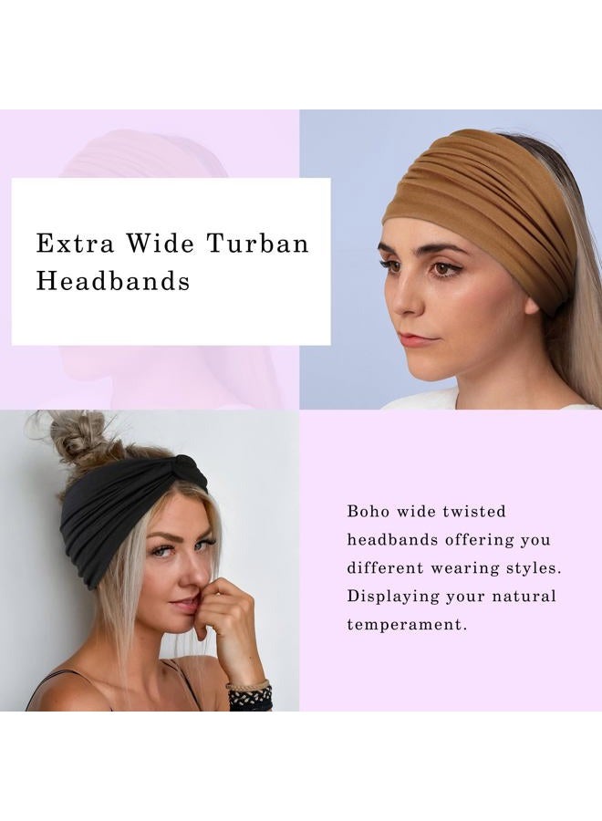 Tobeffect 7'' Wide Headbands for Women, Extra Large Turban Headband Boho Hairband Cloth Thick Head Bands Hair Accessories, 6 Pack - Image 4