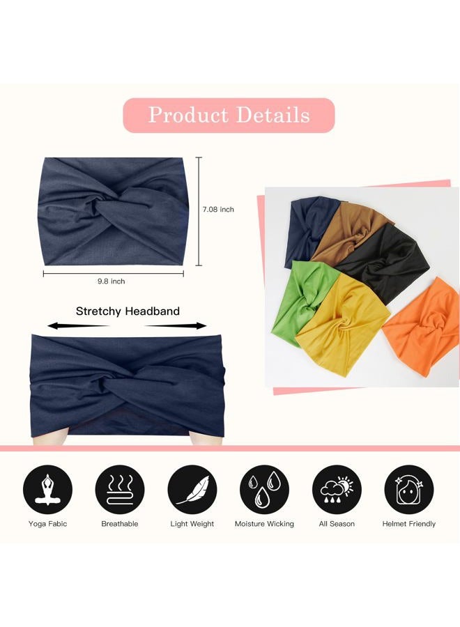 Tobeffect 7'' Wide Headbands for Women, Extra Large Turban Headband Boho Hairband Cloth Thick Head Bands Hair Accessories, 6 Pack - Image 2