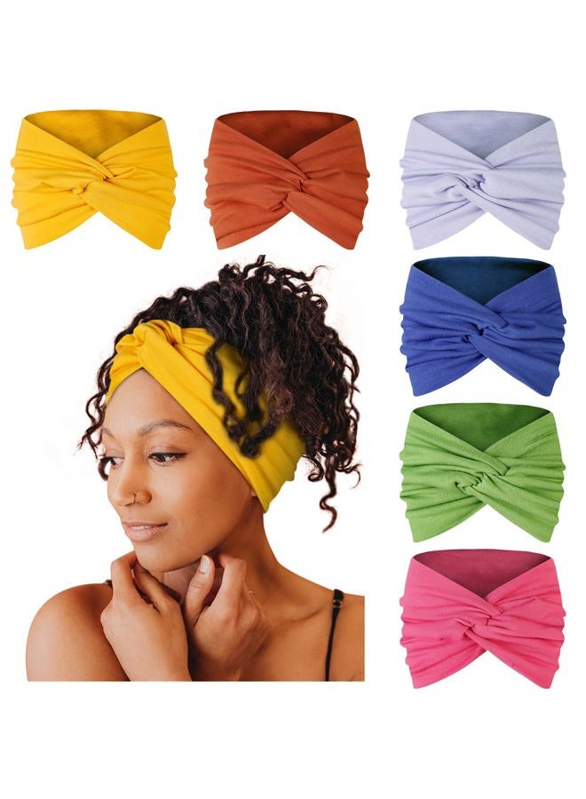 Tobeffect 7'' Wide Headbands for Women, Extra Large Turban Headband Boho Hairband Cloth Thick Head Bands Hair Accessories, 6 Pack - Image 1
