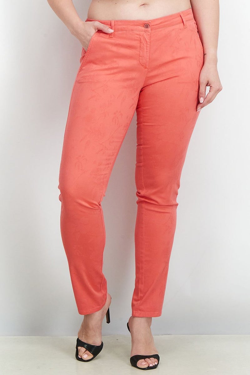 Harmont & Blaine Women Regular Fit Stretchable Solid Trouser Pants, Coral - Image 1