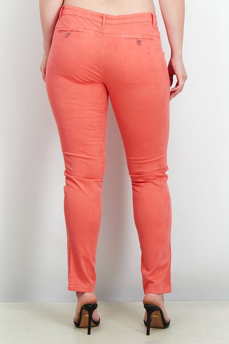 Harmont & Blaine Women Regular Fit Stretchable Solid Trouser Pants, Coral - Image 2
