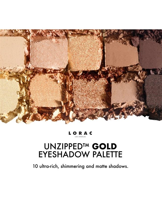Unzipped Matte & Glitter Eyeshadow Palette, Gold | Cruelty Free, Gluten Free, Vegan