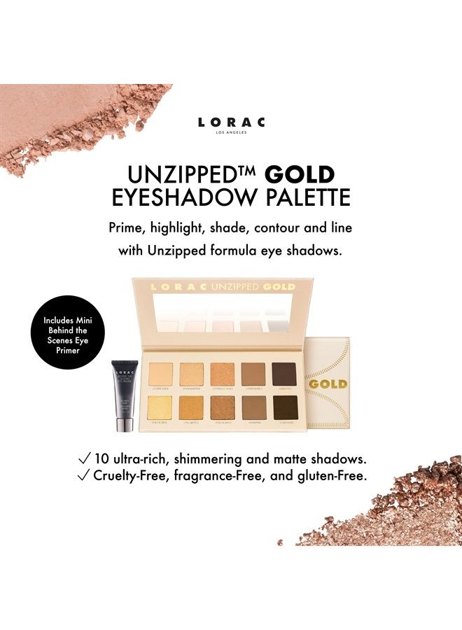 Unzipped Matte & Glitter Eyeshadow Palette, Gold | Cruelty Free, Gluten Free, Vegan