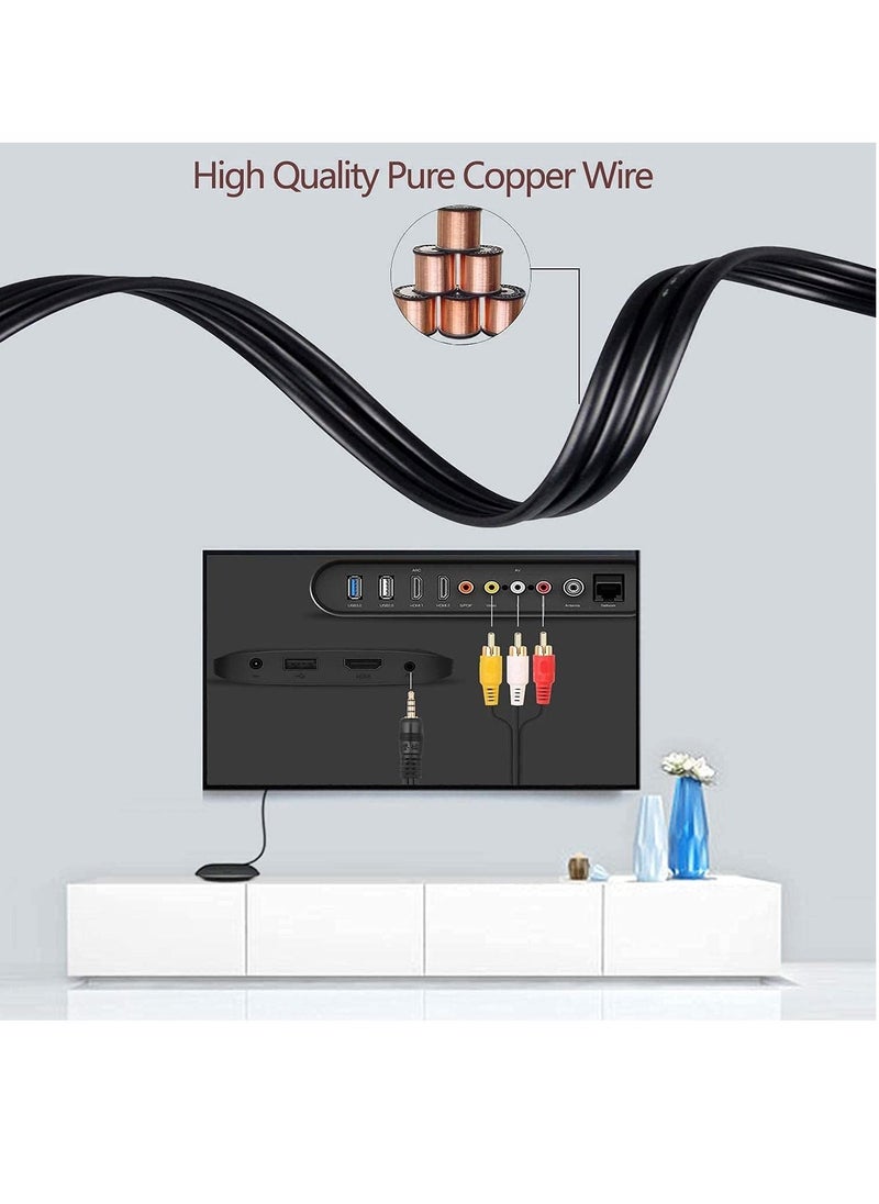 دوسالا 3.5mm to 3 RCA Male Plug to RCA Stereo Audio Video Male AUX Cable Cord, 3.5 mm to RCA AV Camcorder Video Cable (1.5 M) (STRAIGHT)  - Image 2
