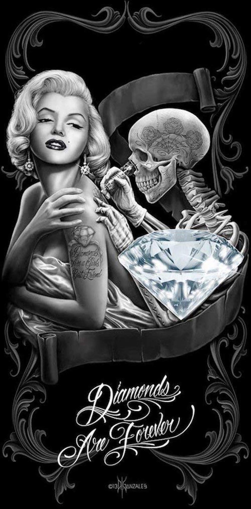 JPI DGA Marilyn Monroe - Diamonds are Forever Fiber Reactive Beach Towel  Measures 30 by 60 inches - Image 1