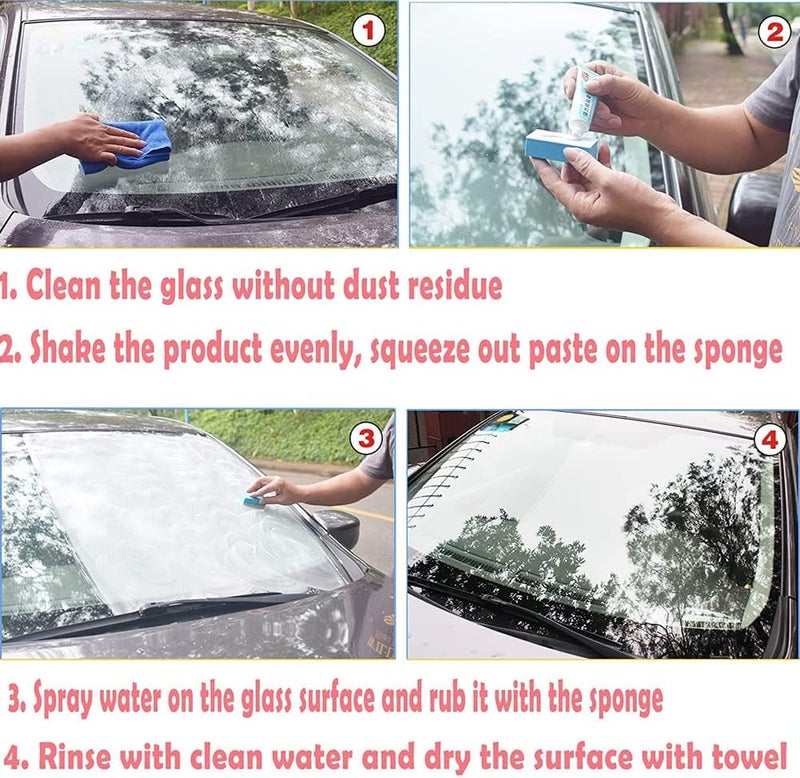 comfrt Car Glass Oil Film Cleaner, Glass Oil Film Removing Paste, Glass Film Removal Cream, Car Windshield Oil Film Cleaner, Glass Oil Film Remove, Glass Stripper Water Spot Remover (1PCS) - Image 4