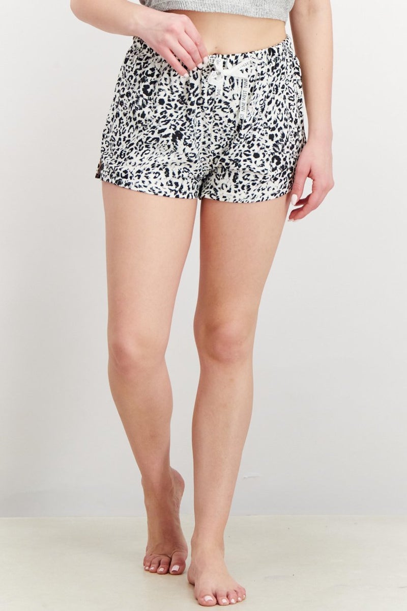 NINE WEST Women 2 Pieces Printed And Solid  Sleepwear Shorts, White and Blue Combo - Image 1