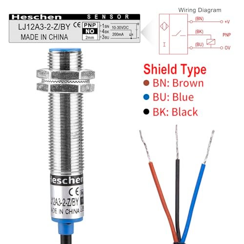 Heschen M12 Inductive Proximity Sensor Switch, Shield Type, LJ12A3-2-Z/BY, Detector 2mm, 10-30VDC 200mA, PNP Normally Open(NO), 3 Wire (1) - Image 3