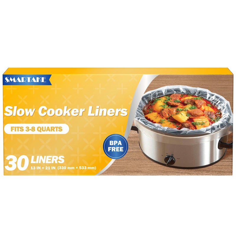 SMARTAKE SMARTAKE Slow Cooker Liners Large Size 13x 21 Disposable Cooking Bags Fit 3QT to 8QT for Slow Cooker Cooking Trays Suitable for Oval  Round Pots 30 Liners