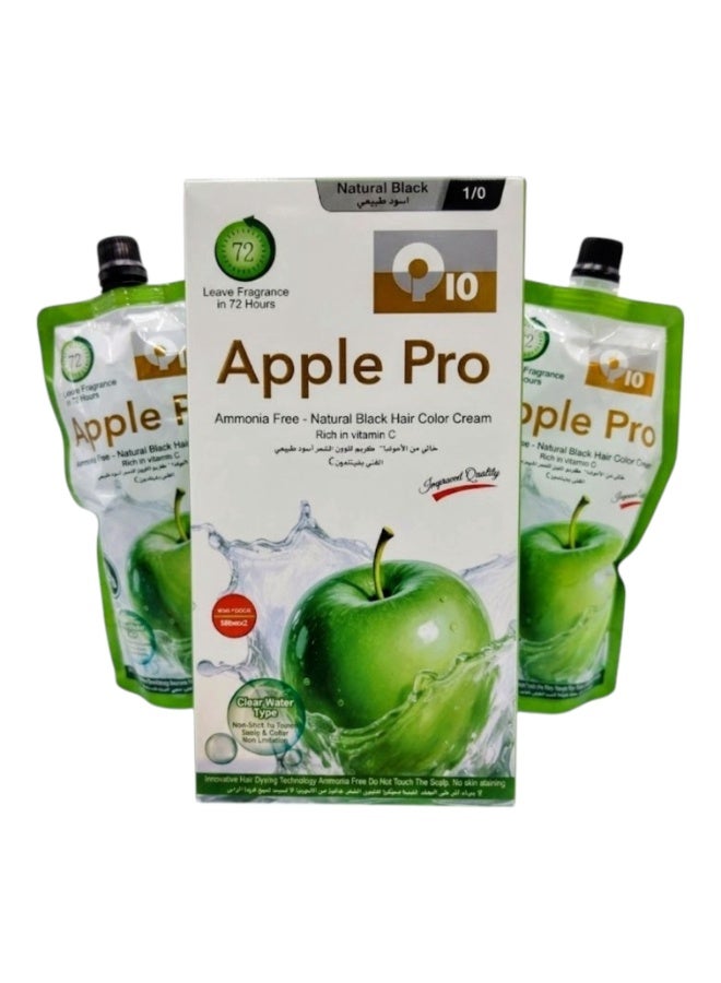 Apple Hair Dye Cream with an advanced formula and Complete Gray Coverage  Natural Creamy Black Color  500 ml in two Packs - Image 1