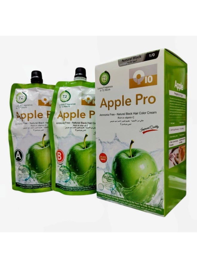 Apple Hair Dye Cream with an advanced formula and Complete Gray Coverage  Natural Creamy Black Color  500 ml in two Packs - Image 2