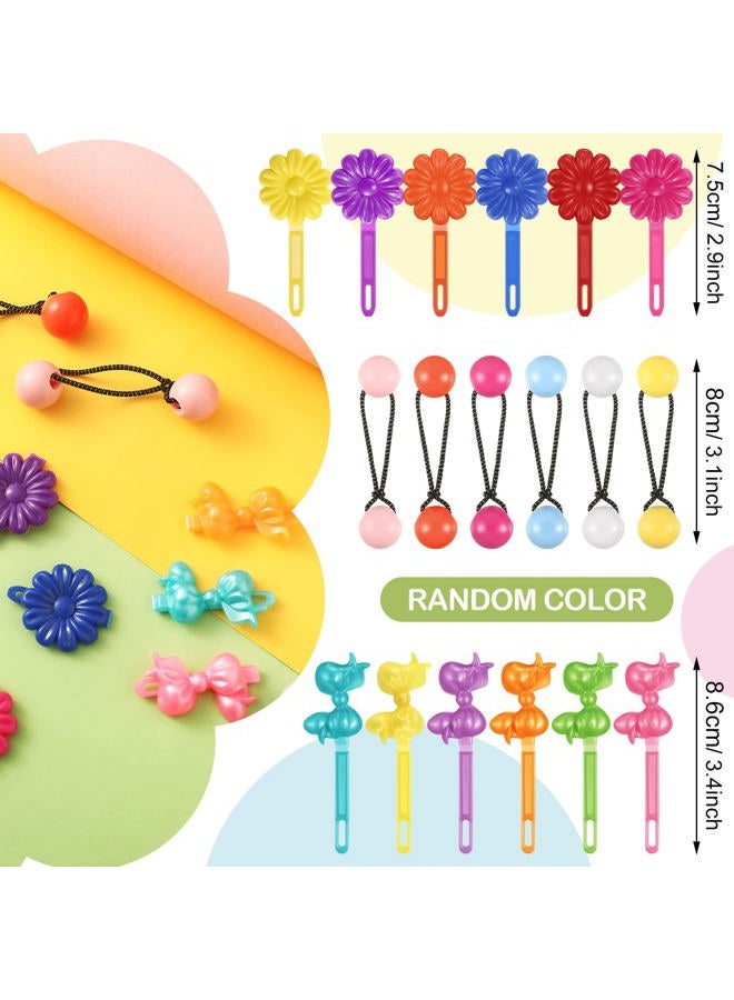 Giegxin 60 Pcs Self Hinge Hair Barrettes Ball Bubble Hair Accessories for Girls Set Plastic Girls Barrettes Clips Assorted Elastic Ponytail Holder Toddler Ball Ties(ovely Style) - Image 2