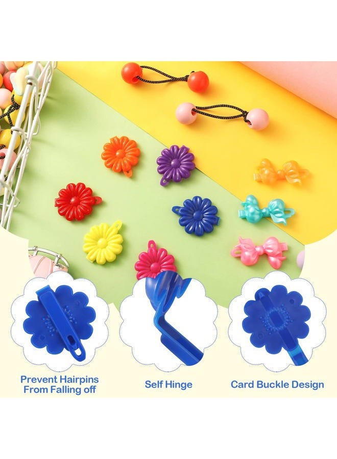 Giegxin 60 Pcs Self Hinge Hair Barrettes Ball Bubble Hair Accessories for Girls Set Plastic Girls Barrettes Clips Assorted Elastic Ponytail Holder Toddler Ball Ties(ovely Style) - Image 3