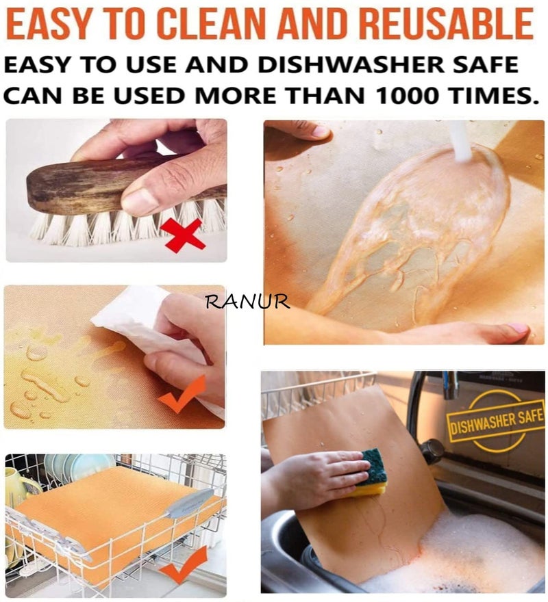 RANUR Reusable Heat Resistance Waterproof Baking and Cooking Mat Uses in Akki Roti, Obbattu, Holige, Chappathi, Puran Poli, Rolling Mat, BBQ Grill Mat, Teflon Sheet No. of Pieces (2) - Image 5