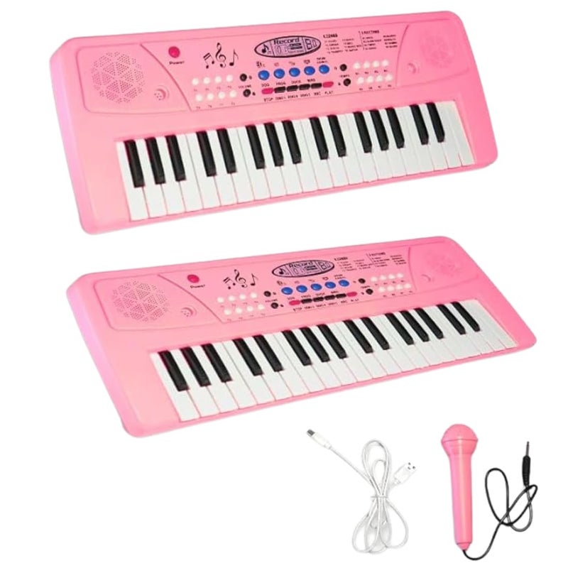 VikriDa Kids Keyboard Piano, 37 Keys Piano Keyboard with Power Option (37 Keys and 8 Tones, 8 Rhythms 4 Percussion) Pink - Image 1