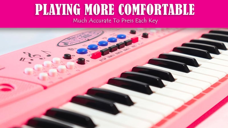 VikriDa Kids Keyboard Piano, 37 Keys Piano Keyboard with Power Option (37 Keys and 8 Tones, 8 Rhythms 4 Percussion) Pink - Image 2