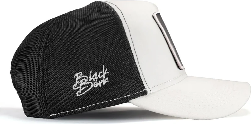 Black Börk Blackbörk V1 Trucker Lion - Unisex White-Black Hat (Cap) with 9sb Code Logo