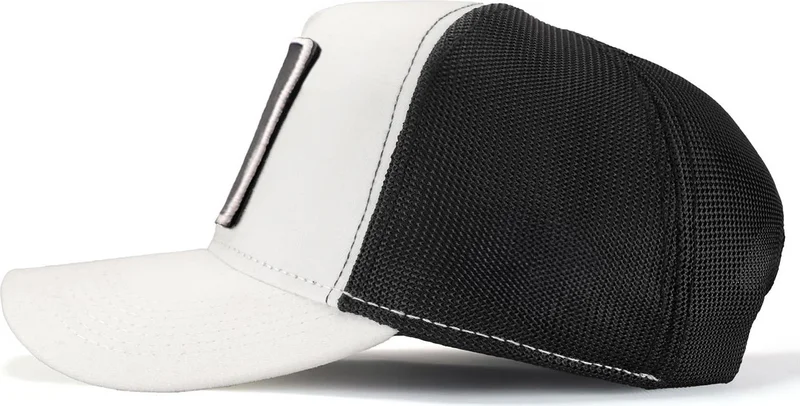 Black Börk Blackbörk V1 Trucker Lion - Unisex White-Black Hat (Cap) with 9sb Code Logo