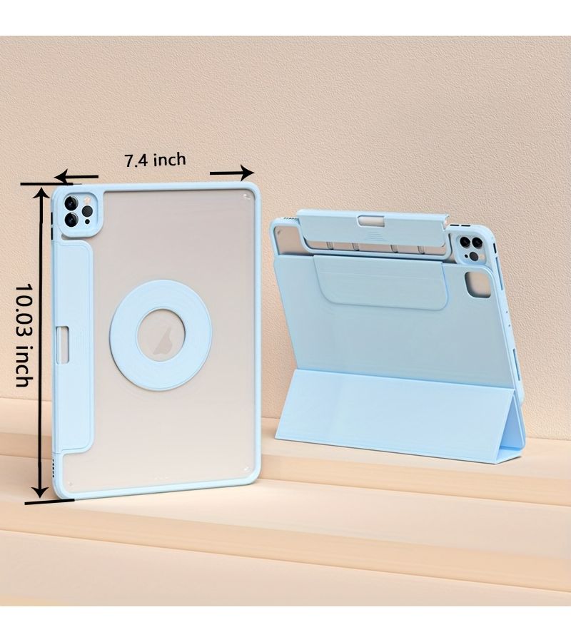 Pink Drawer Style Pen Holder Protective Case For Ipad Air M2 11 Inch With 360 Degree Rotating Tablet Stand Detachable Leather Cover For Office And Study - Image 1