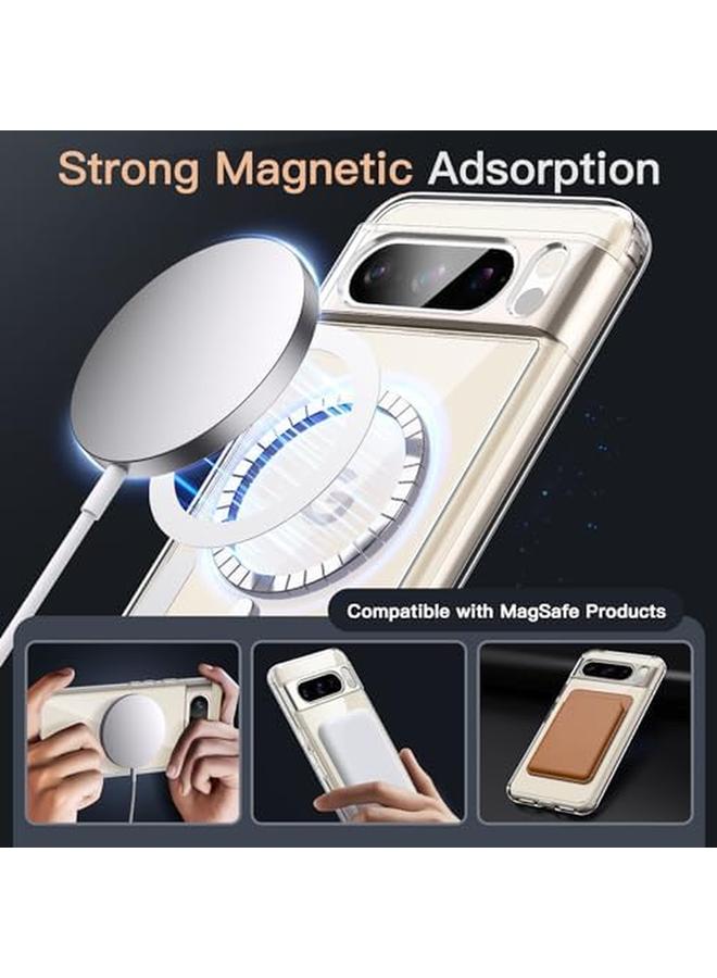 جي تيك جراب مغناطيسي لهاتف Google Pixel 8 Pro مقاس 6.7 بوصة 2023 متوافق مع ملحقات Magsafe غطاء هاتف واقي مقاوم للصدمات غير قابل للاصفرار شفاف صلب من مادة البولي كربونات - Image 3