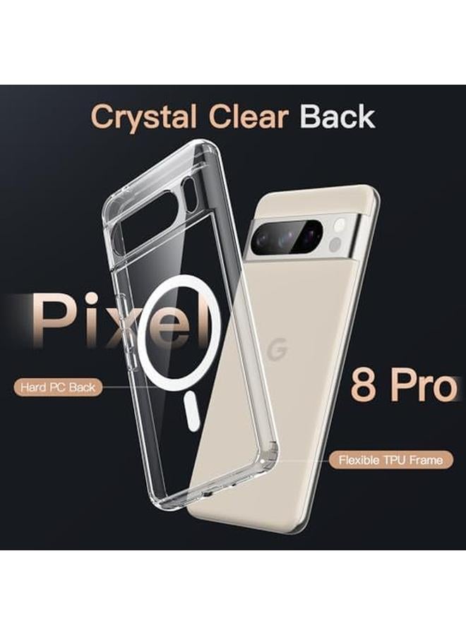 جي تيك جراب مغناطيسي لهاتف Google Pixel 8 Pro مقاس 6.7 بوصة 2023 متوافق مع ملحقات Magsafe غطاء هاتف واقي مقاوم للصدمات غير قابل للاصفرار شفاف صلب من مادة البولي كربونات - Image 4