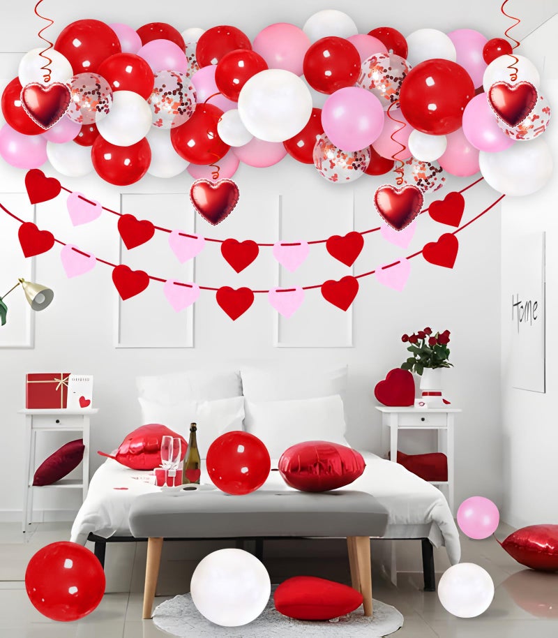 Moon Boat 93PCS Valentines Day Balloon Garland Arch Kit Decorations - Valentine's Heart Hanging Swirls & Banners, Valentine Wedding Galentines Decor for The Home Party(Assembly Needed,No air Pump) - Image 2