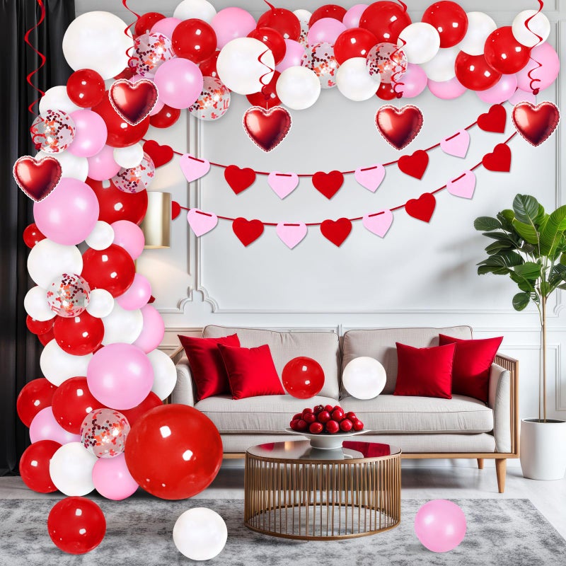 Moon Boat 93PCS Valentines Day Balloon Garland Arch Kit Decorations - Valentine's Heart Hanging Swirls & Banners, Valentine Wedding Galentines Decor for The Home Party(Assembly Needed,No air Pump) - Image 3