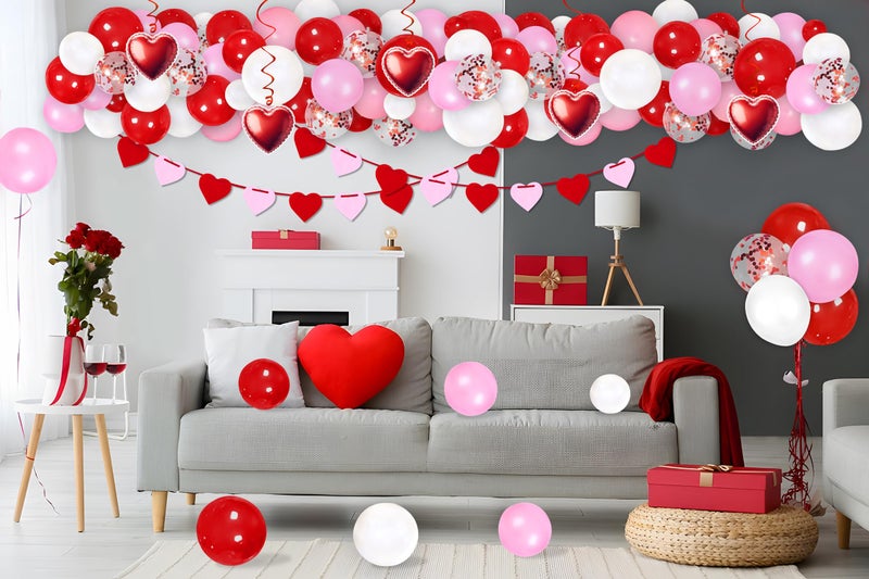 Moon Boat 93PCS Valentines Day Balloon Garland Arch Kit Decorations - Valentine's Heart Hanging Swirls & Banners, Valentine Wedding Galentines Decor for The Home Party(Assembly Needed,No air Pump) - Image 5