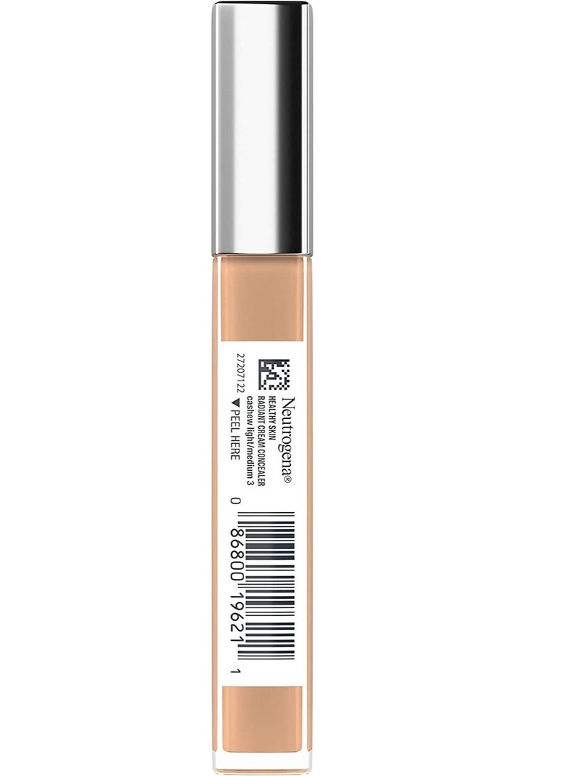 Neutrogena Healthy Skin Radiant Brightening Cream Concealer with Peptides & Vitamin E Antioxidant, Lightweight Perfecting Concealer, Non-Comedogenic, Cashew Light/Medium 03 cool undertones, 0.24 oz - Image 2