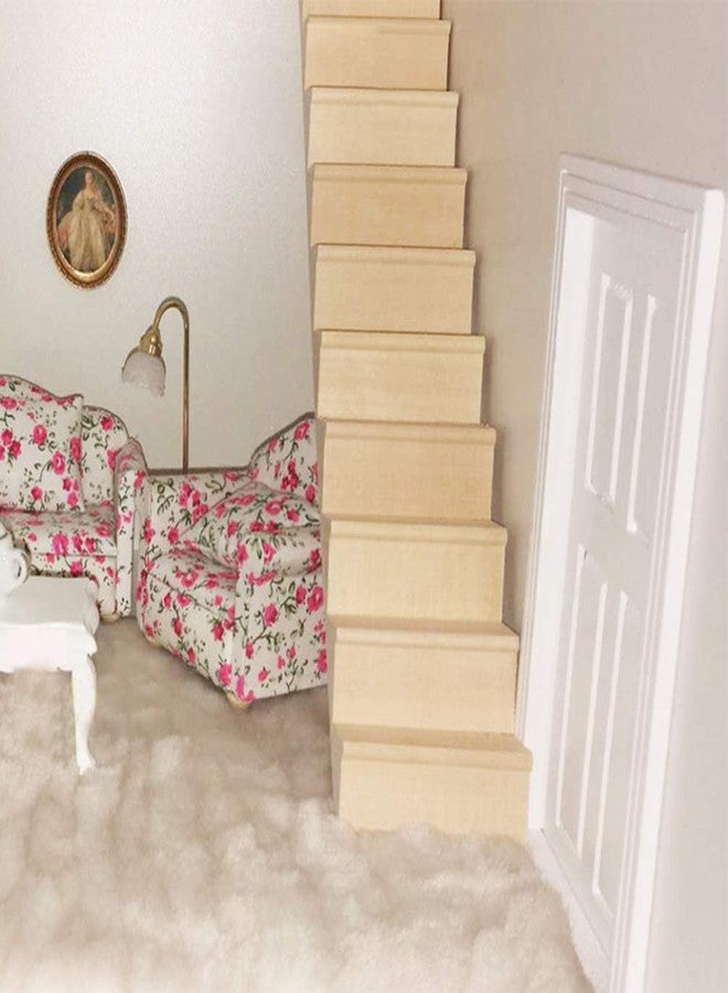 Sewroro Doll House Furnishings 1 12 Scale Dollhouse Stairs Miniature Stairs Wooden Stringer Steps Model DIY Mini Wood Staircase Without Armrest for Micro Landscape Decor - Image 5