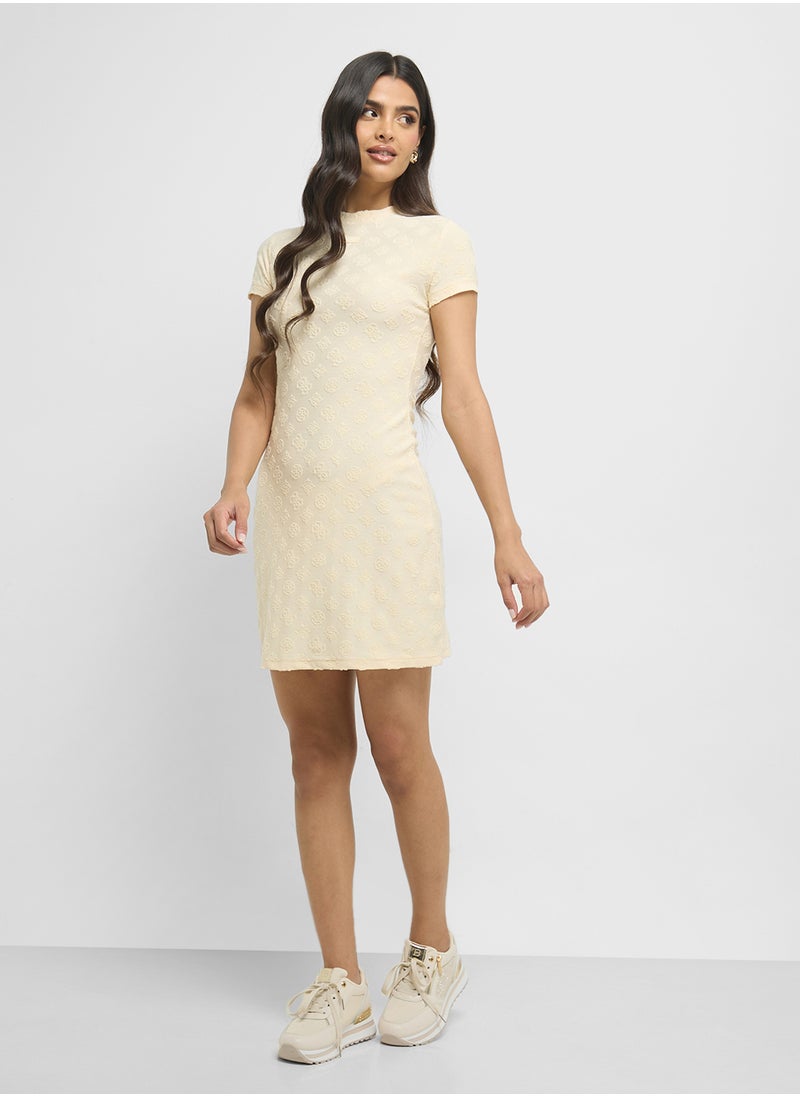 GUESS Peony Jacquard Crew Neck Dress  - Image 4