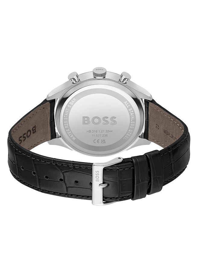 HUGO BOSS ساعة يد رجالية كرونوغراف من الجلد دائرية الشكل بقطر 45 ملم - Image 3