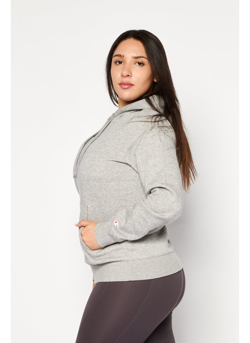 Champion Women Sportswear Fit Hooded Long Sleeve Sweatshirt, Grey  - Image 3
