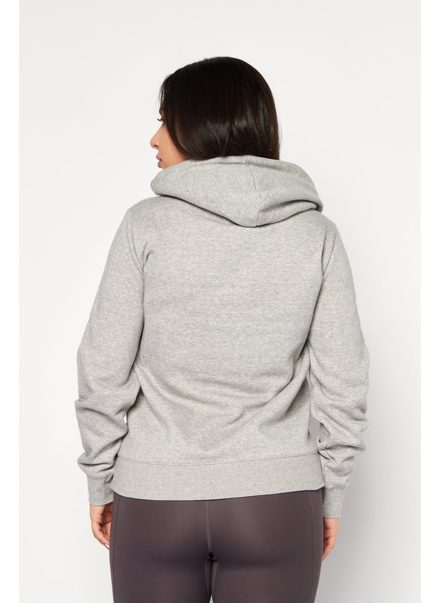 Champion Women Sportswear Fit Hooded Long Sleeve Sweatshirt, Grey  - Image 4