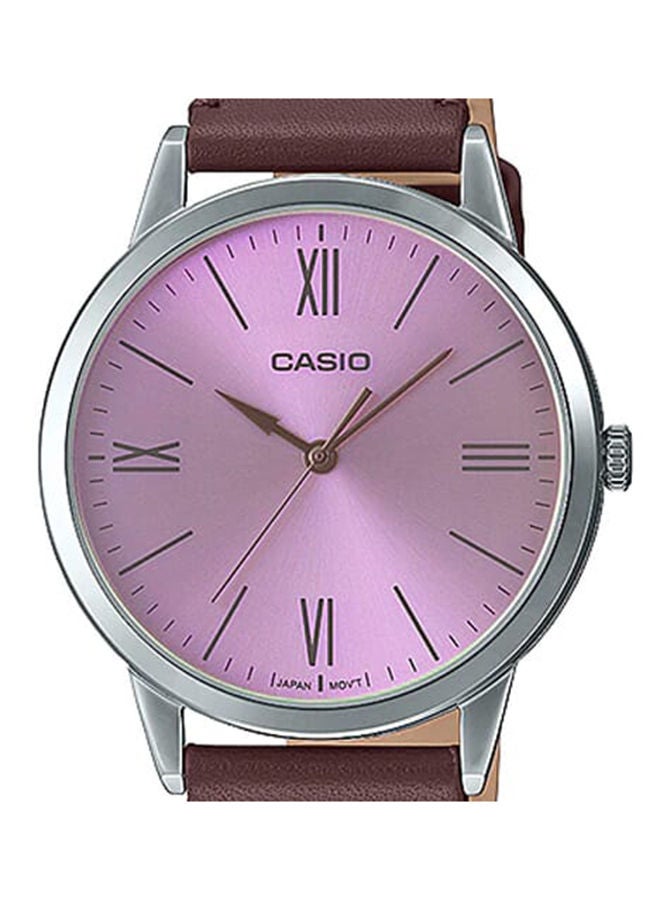 CASIO Men Watch Analog Violet Dial Leather Band MTP-E600L-5BDF - Image 3