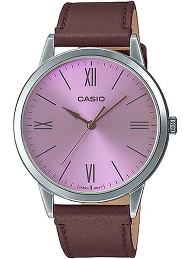 CASIO Men Watch Analog Violet Dial Leather Band MTP-E600L-5BDF - Image 1