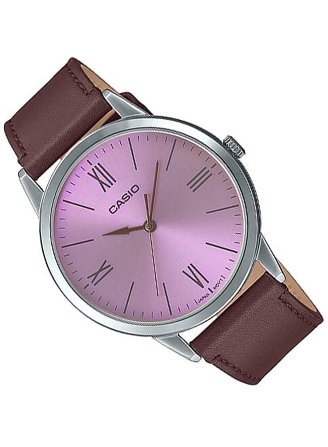 CASIO Men Watch Analog Violet Dial Leather Band MTP-E600L-5BDF - Image 2
