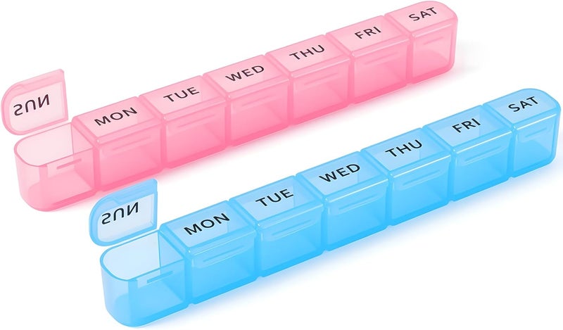 Weekly Pill Organizer Set for Adults - Blue and Pink