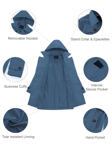 CREATMO US Womens Trench Coat Long for Women Mid Length Spring Double Breasted Duster Slim Full Maxi Overcoat Dark Blue S - Image 5