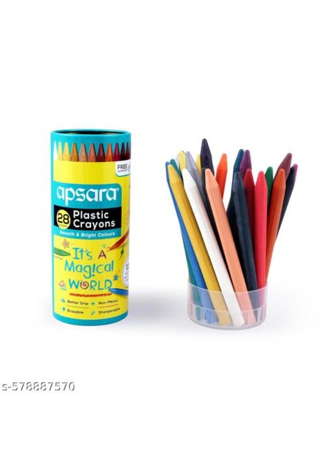 Apsara Plastic Crayons 28 Shades