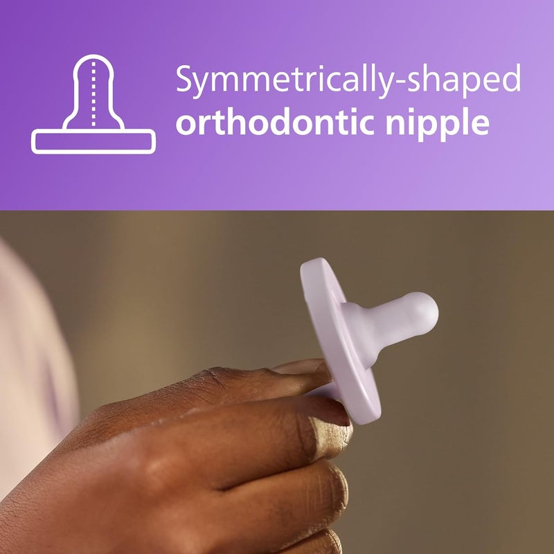 Avent Philips Avent Soothie Orthodontic Baby Pacifiers, 100% Silicone Pacifiers, One Piece, BPA-Free, for Babies 3-18 Months, 4 Pack - Image 3